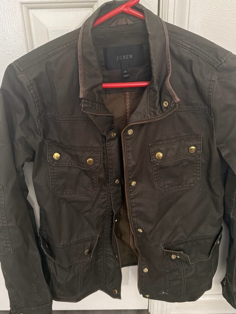 J. Crew Olive Brown Military Field Jacket with Brass Hardware